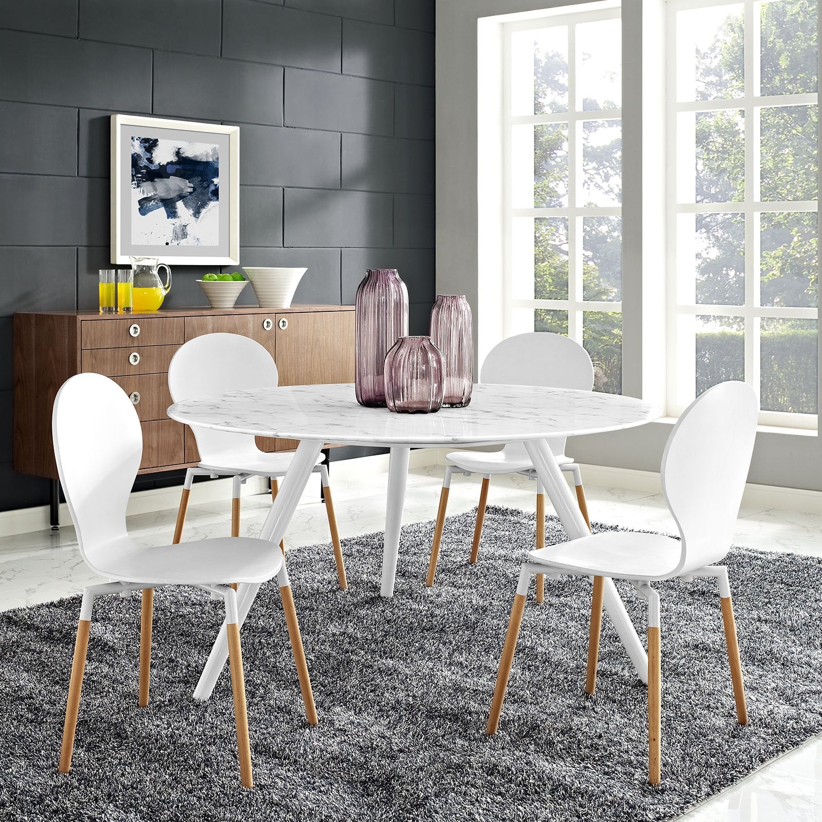 patio dining tables | CasaFoyer Lippa 54 Round Artificial Marble Dining Table | Timeless Modern Design | Scratch Resistant | White | casafoyer.myshopify.com