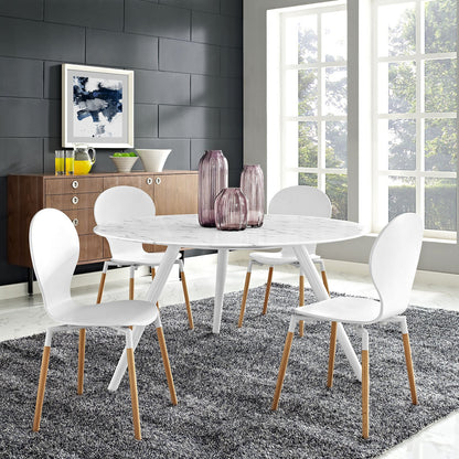 patio dining tables | CasaFoyer Lippa 54 Round Artificial Marble Dining Table | Timeless Modern Design | Scratch Resistant | White | casafoyer.myshopify.com