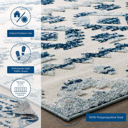 area rugs | CasaFoyer Reflect Takara Distressed Contemporary Abstract Diamond Moroccan Trellis Indoor/Outdoor Area Rug | 8x10 | Ivory/Blue | casafoyer.myshopify.com