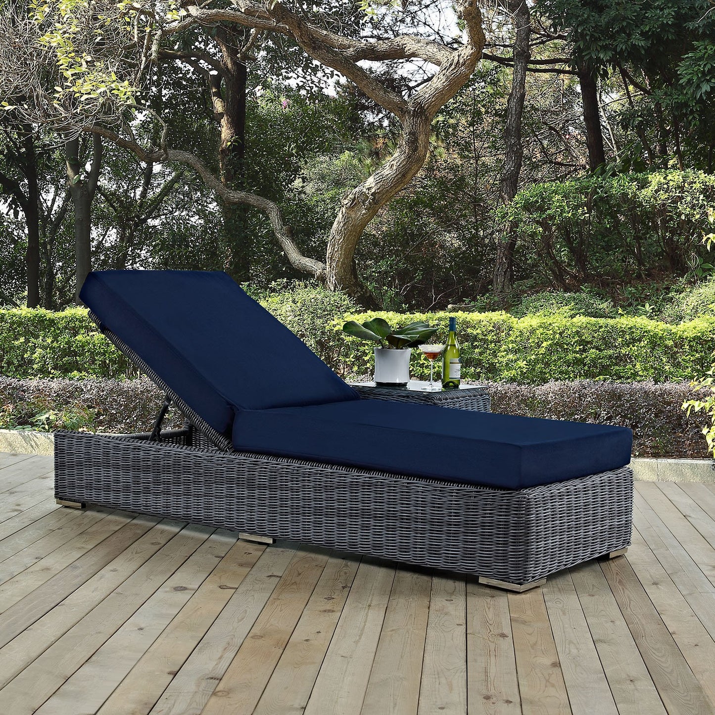 Patio Furniture Sets | Summon Outdoor Patio Chaise Lounge | Luxurious Two-Tone Rattan | Sunbrella Cushions | Aluminum Frame | Perfect for Patio, Backyard, Poolside | casafoyer.myshopify.com