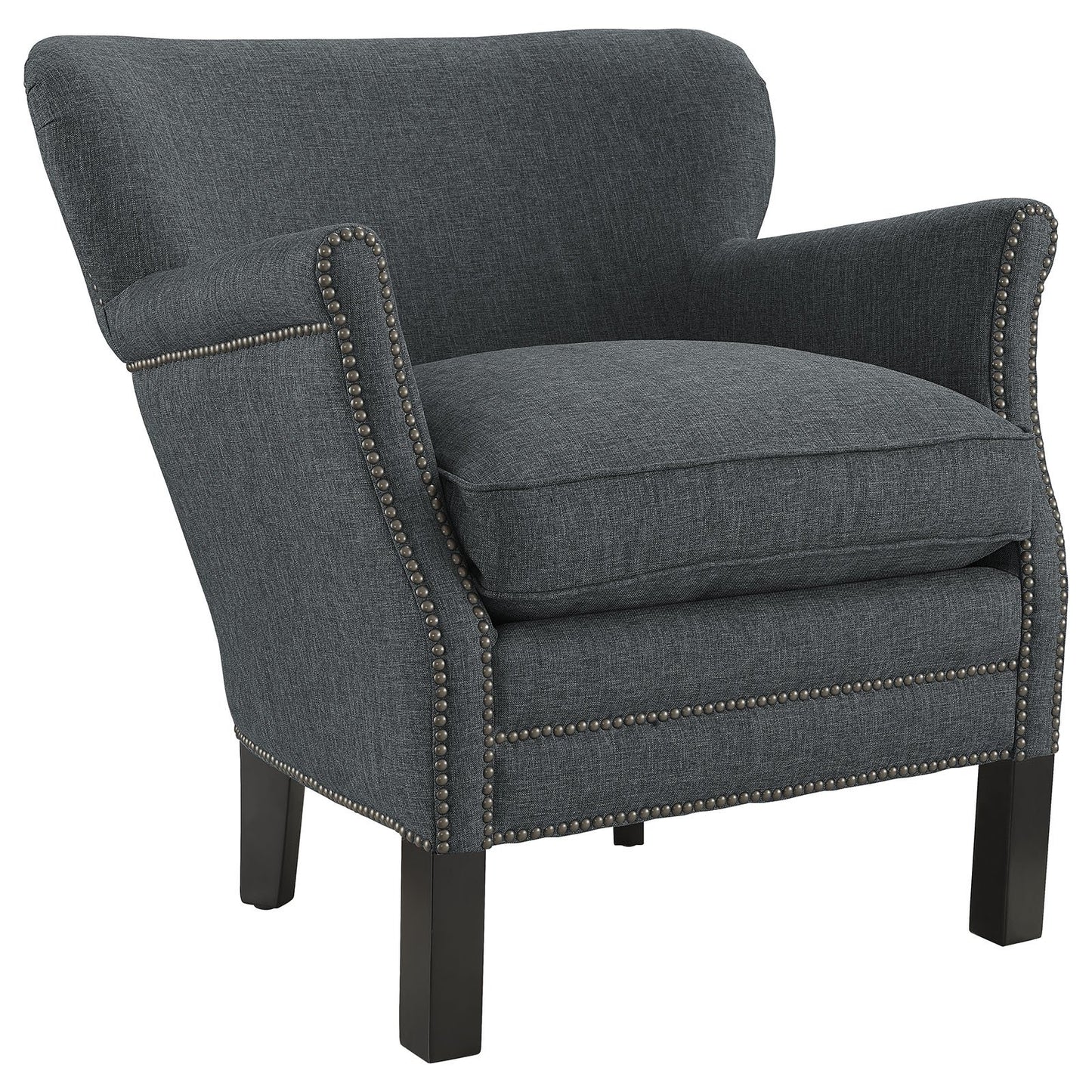 home office desk chairs | CasaFoyer Key Armchair: Luxurious Seating Experience | Comfort & Style | Elegant Curves | Dense Foam Padding | Ornamental Nailhead Trim | Polyester Upholstery | Black Stained Wood Legs | Versatile Design | Perfect for Any Space | casafoyer.myshopify.com