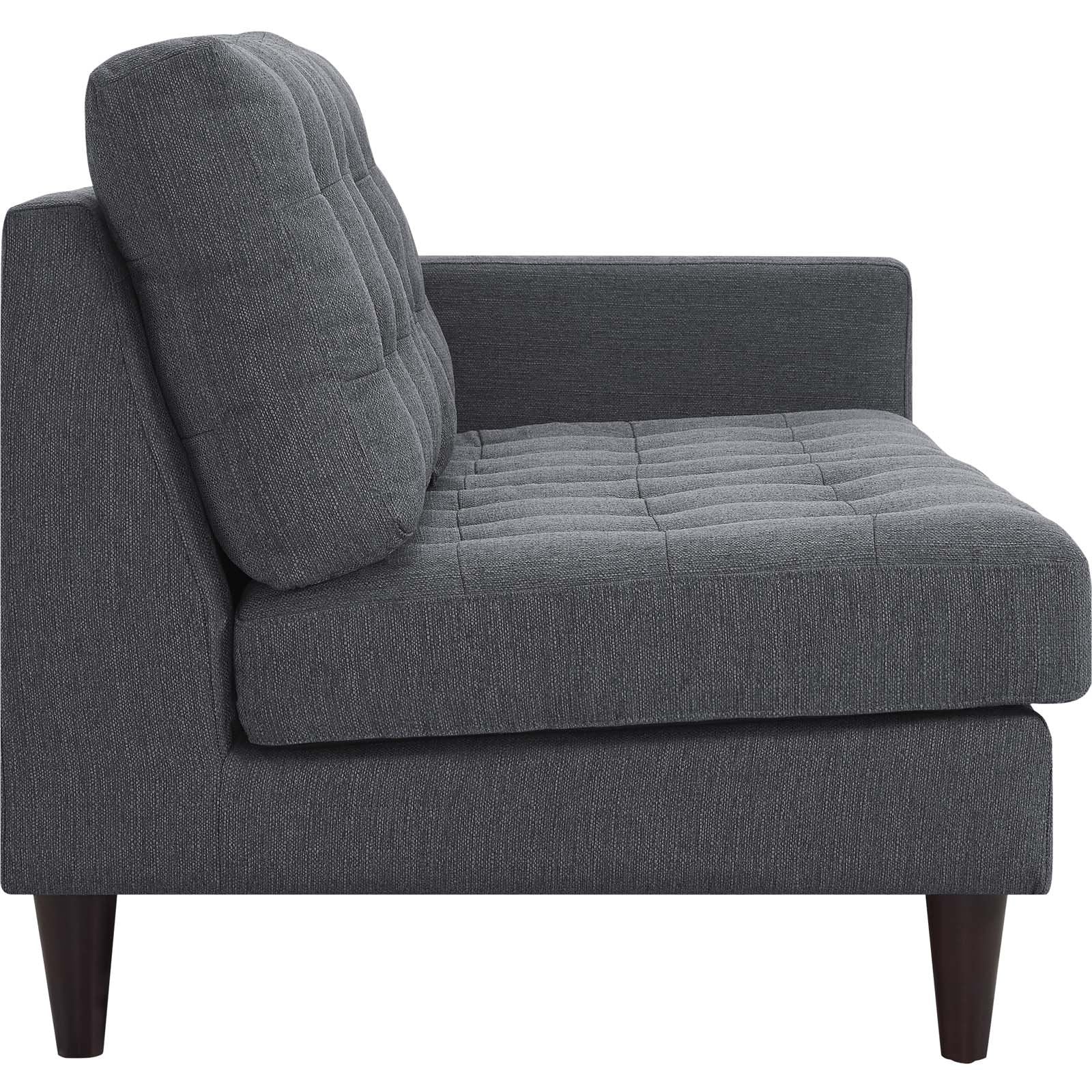 sofas | CasaFoyer Empress Right-Facing Loveseat | Tufted Buttons | Luxurious Cushions | Sturdy Wooden Legs | Gray Fabric Upholstery | casafoyer.myshopify.com