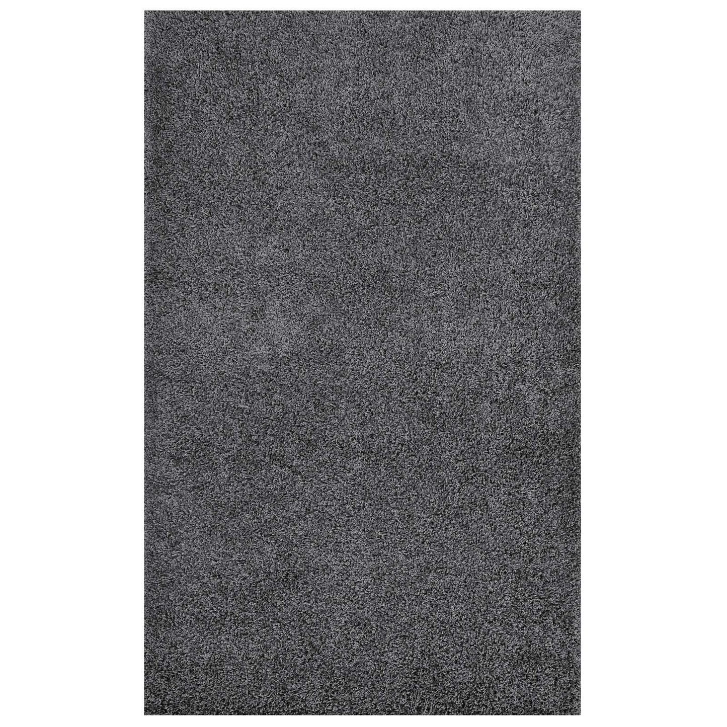 area rugs | CasaFoyer Enyssa Solid Shag Area Rug | Durable Polypropylene | Non-Shedding | Stain Resistant | 5x8 Dark Gray | casafoyer.myshopify.com