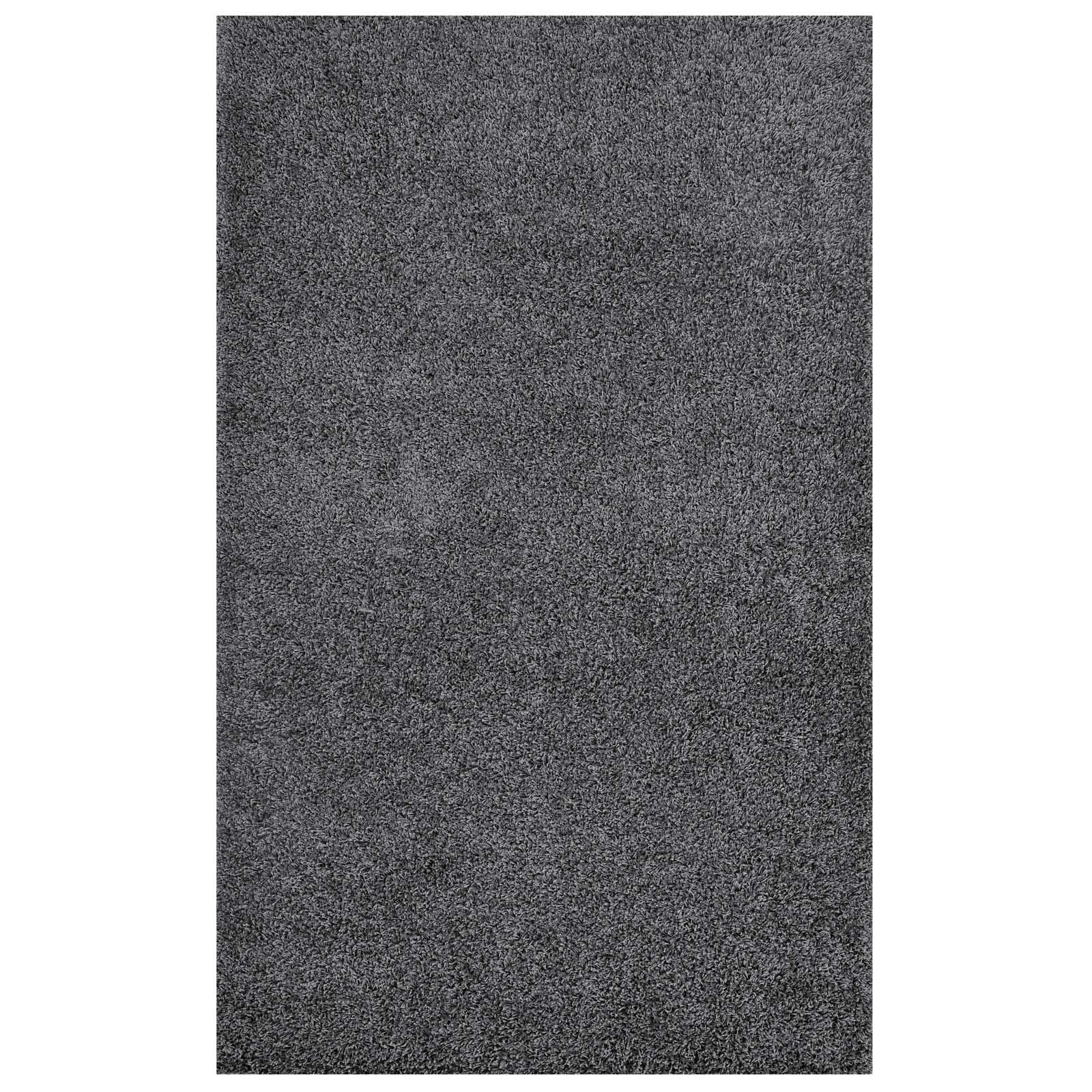 area rugs | CasaFoyer Enyssa Solid Shag Area Rug | Durable Polypropylene | Non-Shedding | Stain Resistant | 5x8 Dark Gray | casafoyer.myshopify.com