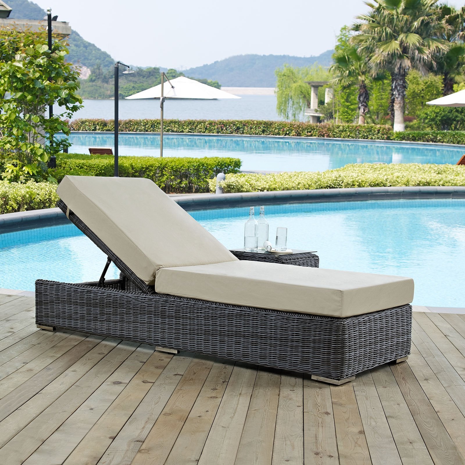 Patio Furniture Sets | Summon Outdoor Patio Chaise Lounge | Two-Tone Rattan | Sunbrella Cushions | UV Protection | Aluminum Frame | Avant-Garde Luxury | casafoyer.myshopify.com