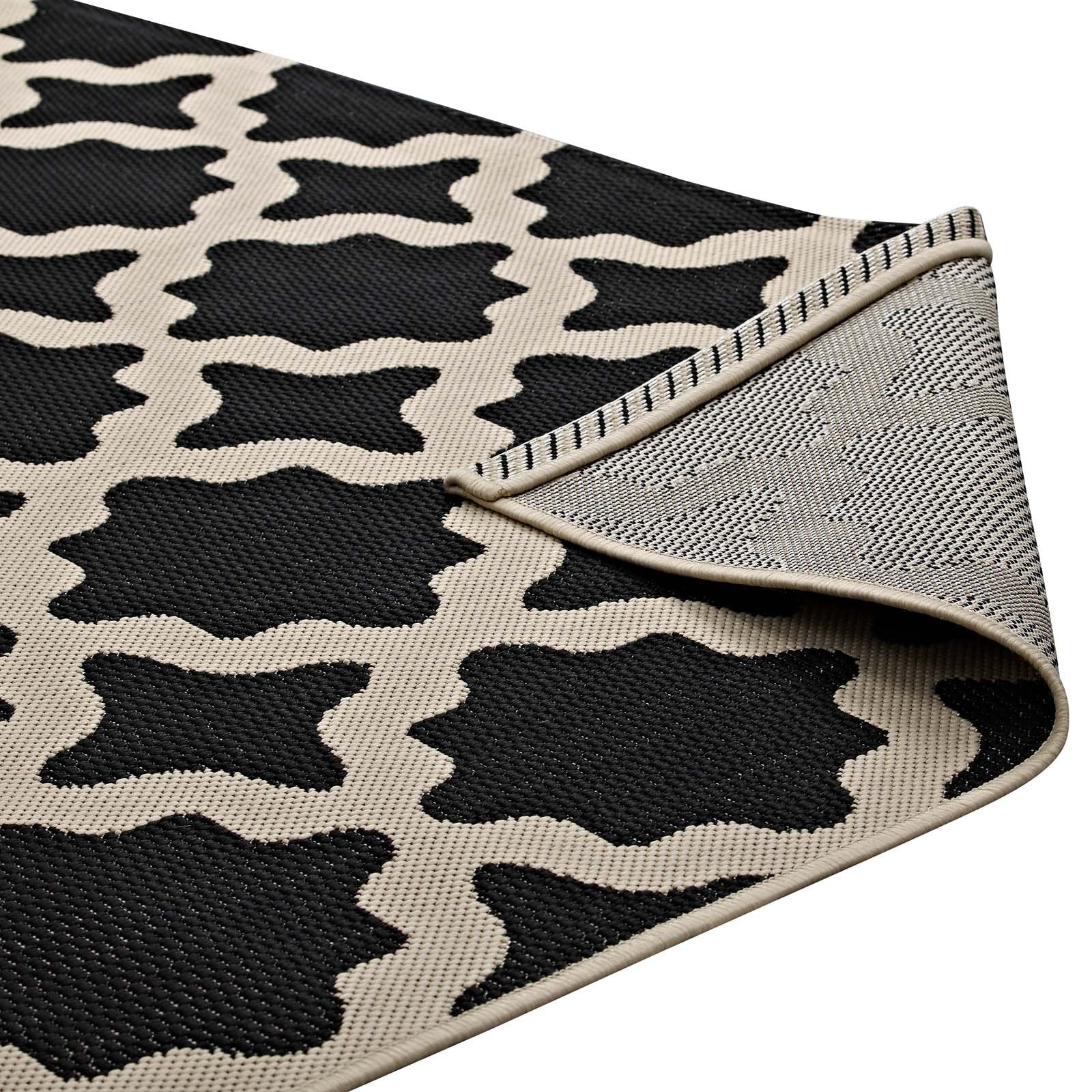 Carpet & Rugs | CasaFoyer Cerelia Moroccan Trellis 5x8 Indoor/Outdoor Area Rug | Durable, Soft, Family-Friendly | Black/Beige | casafoyer.myshopify.com
