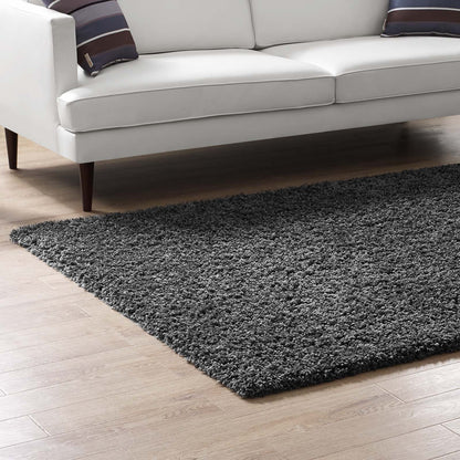 area rugs | CasaFoyer Enyssa Solid Shag Area Rug | Durable Polypropylene | Non-Shedding | Stain Resistant | 5x8 Dark Gray | casafoyer.myshopify.com
