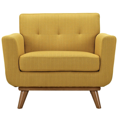 home office desk chairs | CasaFoyer Engage Plush Armchair | Tufted Buttons | Cherry Legs | Upholstered Fabric | Perfect for Lounging, Conversations, and Relaxation | casafoyer.myshopify.com