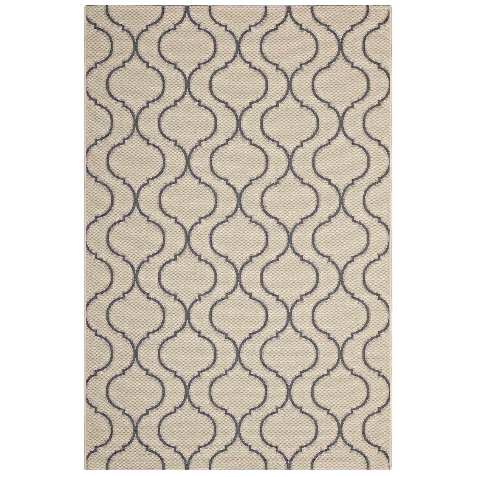 area rugs | CasaFoyer Linza Wave Abstract Trellis Indoor/Outdoor Area Rug | Durable Polypropylene | Fade & Stain Resistant | Rubber Bottom | 8x10 | Beige/Gray | casafoyer.myshopify.com