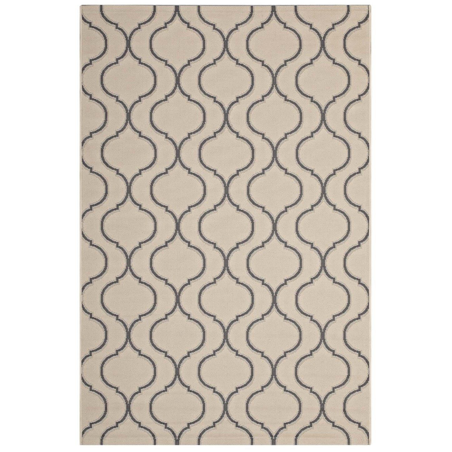Carpet & Rugs | CasaFoyer Linza Wave Abstract Trellis 5x8 Indoor/Outdoor Area Rug | Durable, Fade & Stain Resistant | Beige/Gray | casafoyer.myshopify.com