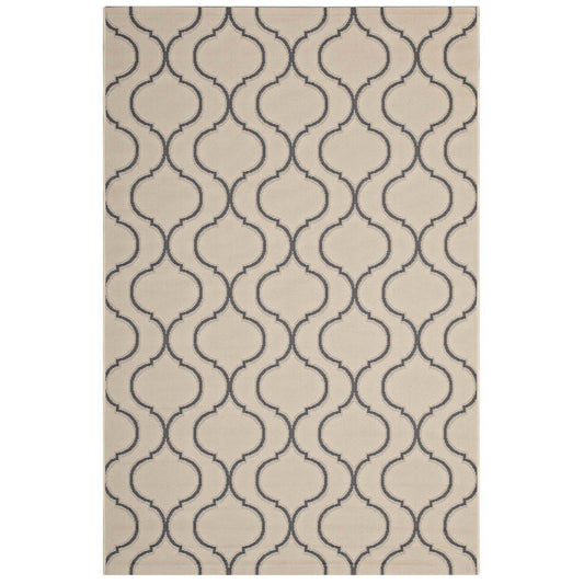 Carpet & Rugs | CasaFoyer Linza Wave Abstract Trellis 5x8 Indoor/Outdoor Area Rug | Durable, Fade & Stain Resistant | Beige/Gray | casafoyer.myshopify.com
