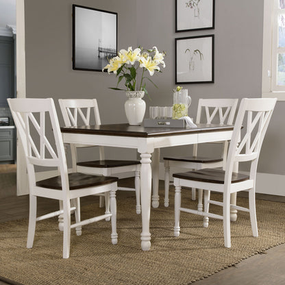 Dining Table | CasaFoyer Shelby 5 Piece Dining Set | Solid Hardwood | Expandable Table | Elegant Design | Rubbed Antique Tabletop | White Finish | casafoyer.myshopify.com