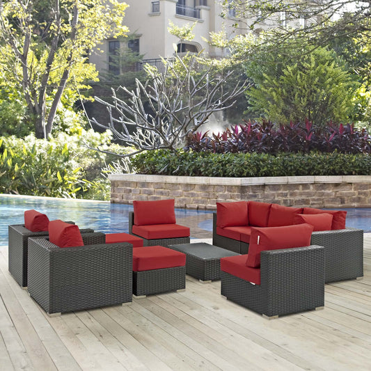 kitchen and dining room sets | CasaFoyer Sojourn Outdoor Patio Furniture Set | 10 Piece Sectional | Sunbrella Cushions | Synthetic Rattan Weave | UV Protection | Aluminum Frame | casafoyer.myshopify.com