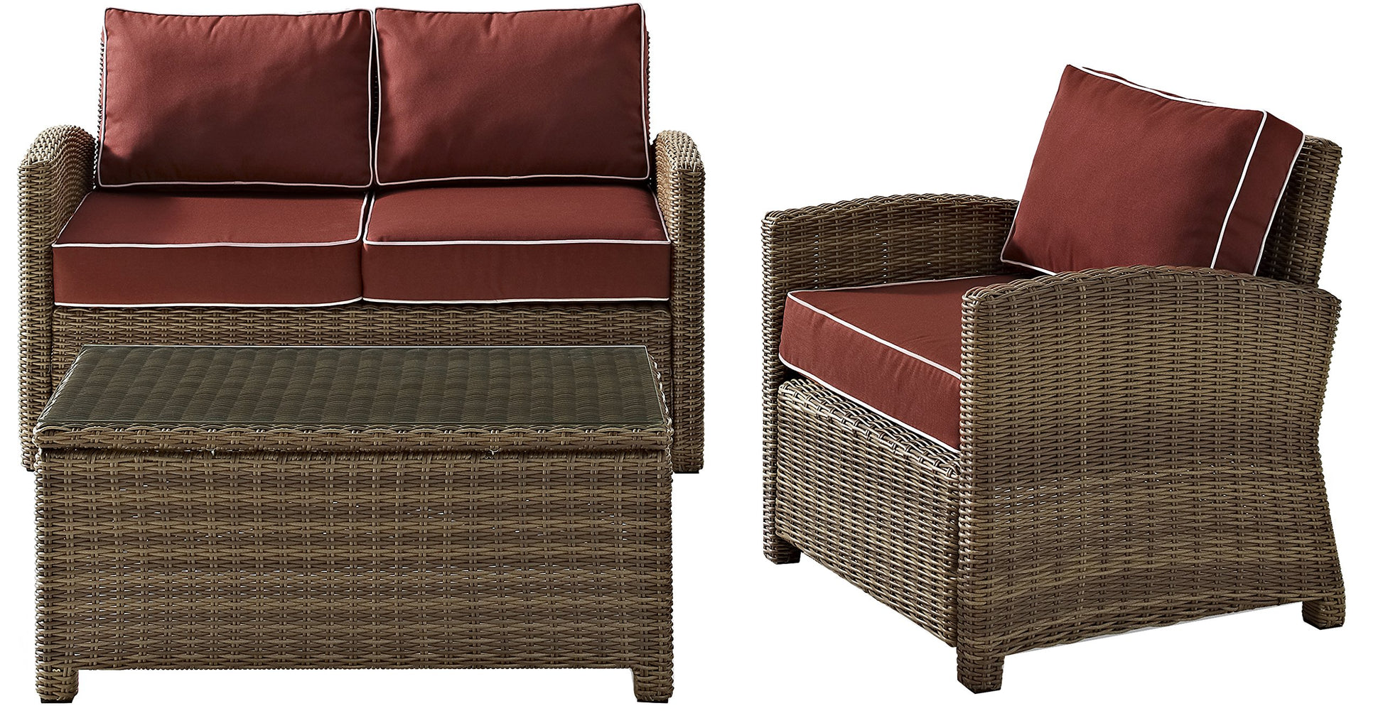 Chair | CasaFoyers Bradenton Collection | Exquisite All-Weather Wicker Outdoor Seating Set | Loveseat, Arm Chair & Glass Top Table | Durable & UV-Resistant Cushions | casafoyer.myshopify.com