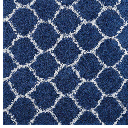 area rugs | CasaFoyer Solvea Moroccan Trellis Shag Area Rug | Navy/Ivory | 8x10 ft | Durable Polypropylene | Non-shedding Plush Shag Weave | Easy to Clean | Elegant & Cozy | casafoyer.myshopify.com