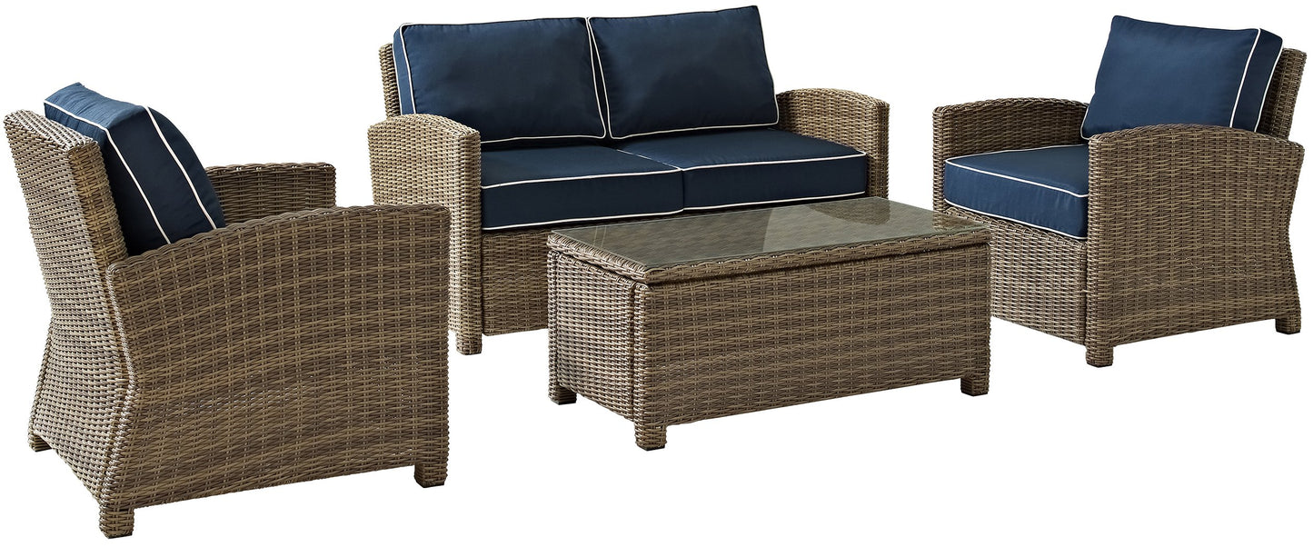 Chair | CasaFoyers Bradenton Collection | Outdoor Wicker Seating Set | Navy Cushions | Loveseat, Arm Chairs & Glass Top Table | casafoyer.myshopify.com