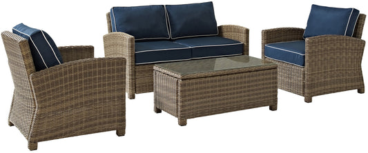 Chair | CasaFoyers Bradenton Collection | Outdoor Wicker Seating Set | Navy Cushions | Loveseat, Arm Chairs & Glass Top Table | casafoyer.myshopify.com