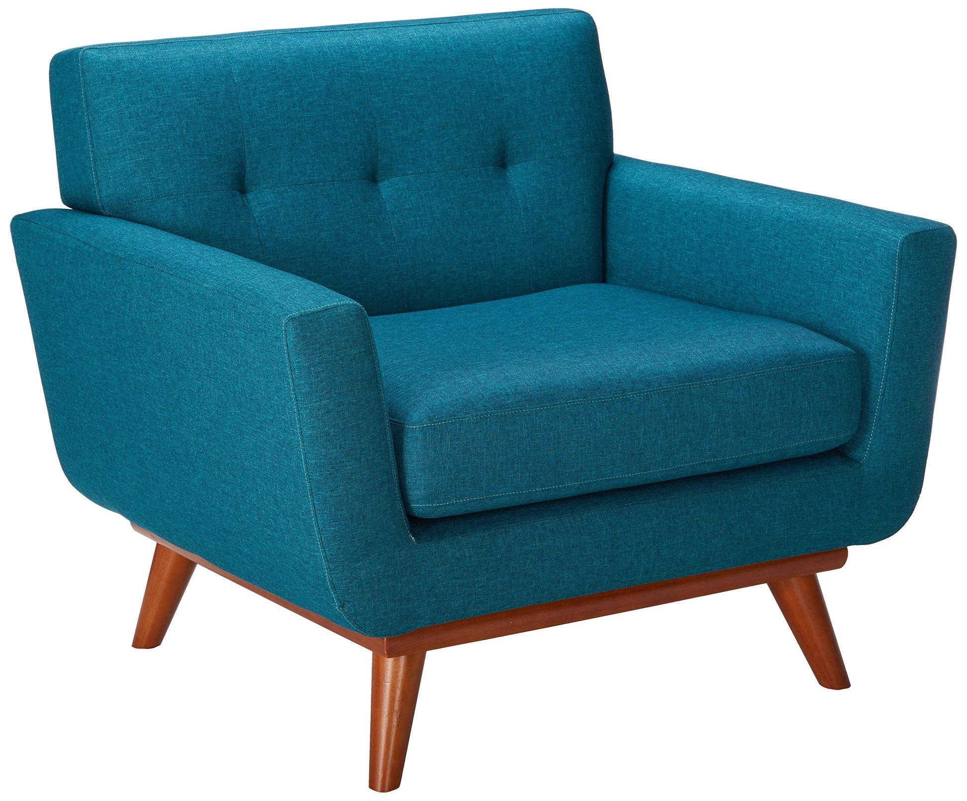 Chair | Engage Armchair | Cozy Lounging Experience | Plush Cushion | Tufted Buttons | Cherry Wood Legs | Teal Fabric | casafoyer.myshopify.com