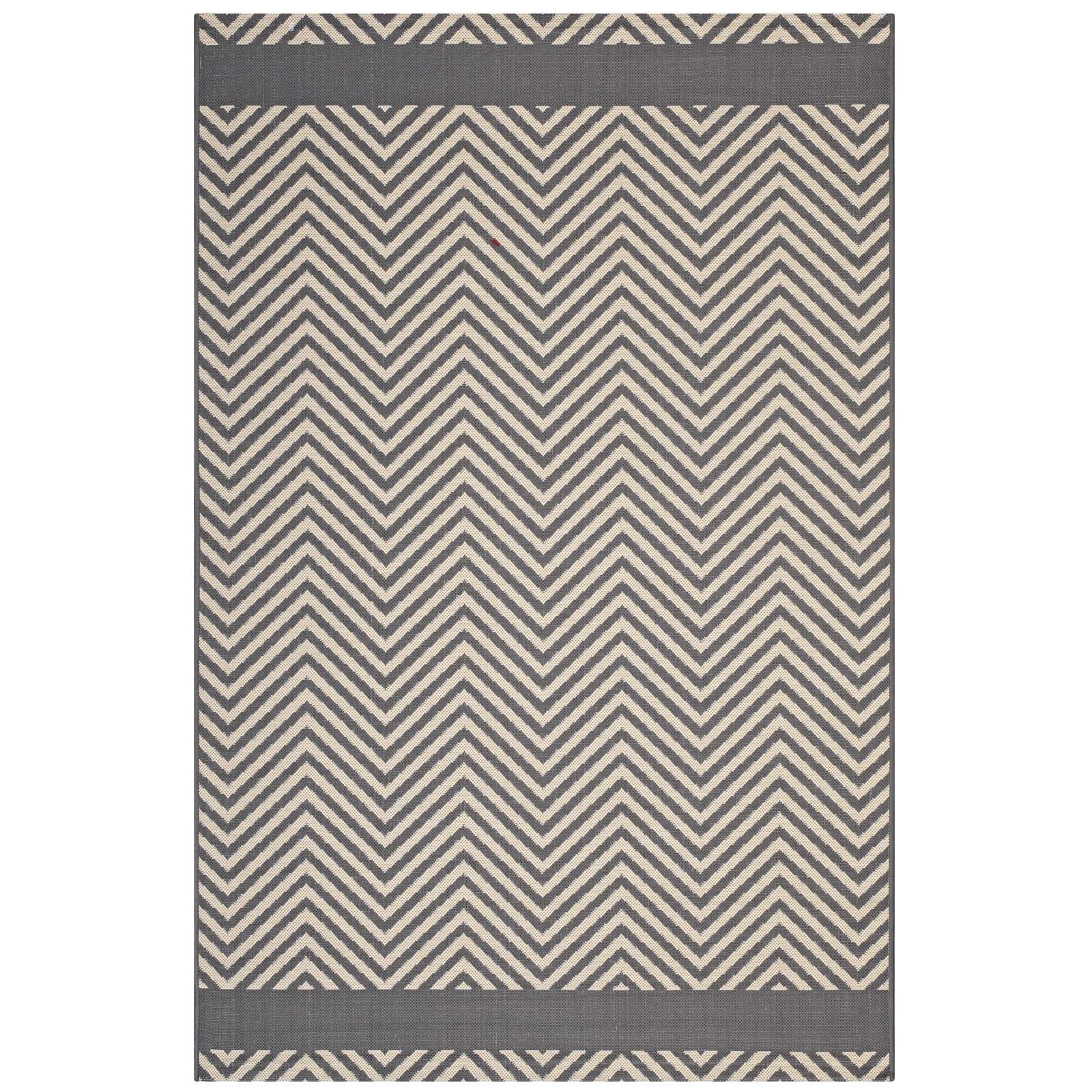 area rugs | CasaFoyer Optica Chevron With End Borders 5x8 Indoor/Outdoor Area Rug | Stylish, Durable, Fade & Stain Resistant | All-Weather | Gray/Beige | casafoyer.myshopify.com
