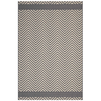 area rugs | CasaFoyer Optica Chevron With End Borders 5x8 Indoor/Outdoor Area Rug | Stylish, Durable, Fade & Stain Resistant | All-Weather | Gray/Beige | casafoyer.myshopify.com