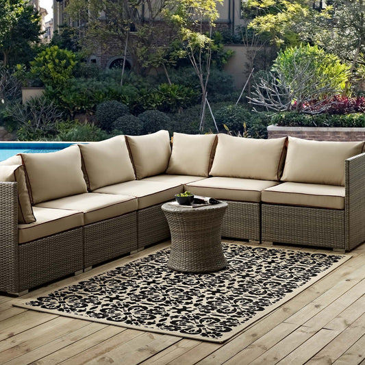 Carpet & Rugs | CasaFoyer Ariana Vintage Floral Trellis Indoor/Outdoor Area Rug | Durable, Soft, Fade & Stain Resistant | 5x8 | Black/Beige | casafoyer.myshopify.com