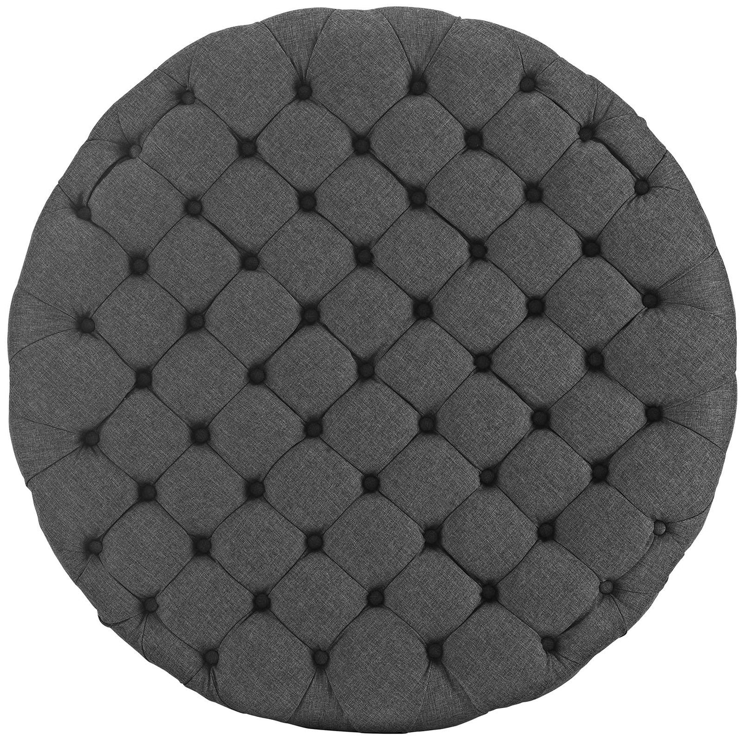 ottomans | CasaFoyer Amour Round Ottoman | Elegant Tufted Design | Plush Foam Padding | High-Quality Fabric Upholstery | Stylish & Functional | Non-Marking Black Plastic Legs | Gray | casafoyer.myshopify.com