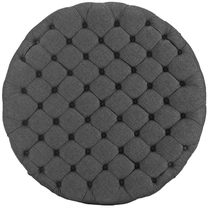 ottomans | CasaFoyer Amour Round Ottoman | Elegant Tufted Design | Plush Foam Padding | High-Quality Fabric Upholstery | Stylish & Functional | Non-Marking Black Plastic Legs | Gray | casafoyer.myshopify.com
