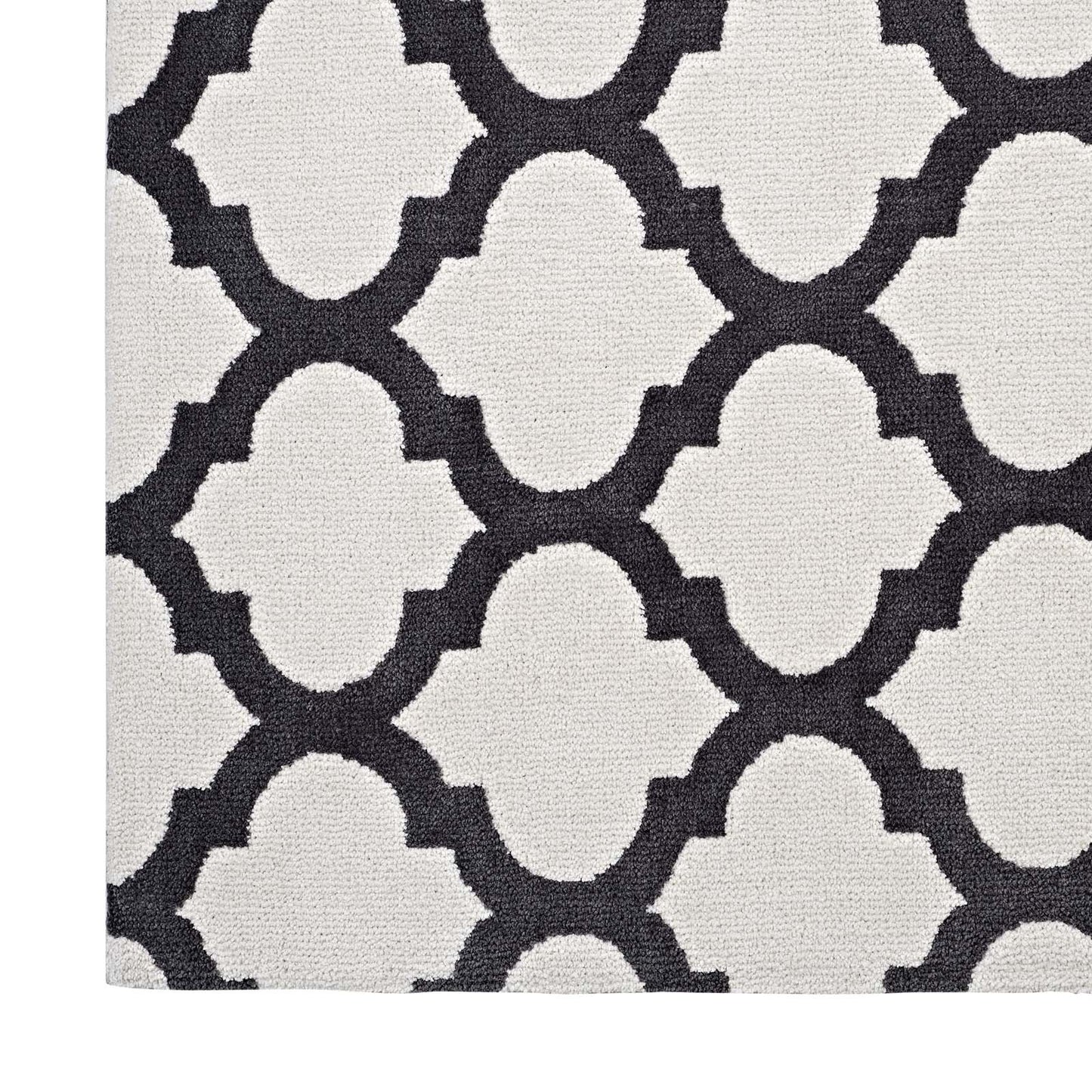 Carpet & Rugs | CasaFoyer Lida Moroccan Trellis Area Rug | Quatrefoil Pattern | Soft Microfiber | Durable Jute Bottom | Stain-Resistant | Easy to Clean | 8x10 Ivory/Charcoal | casafoyer.myshopify.com