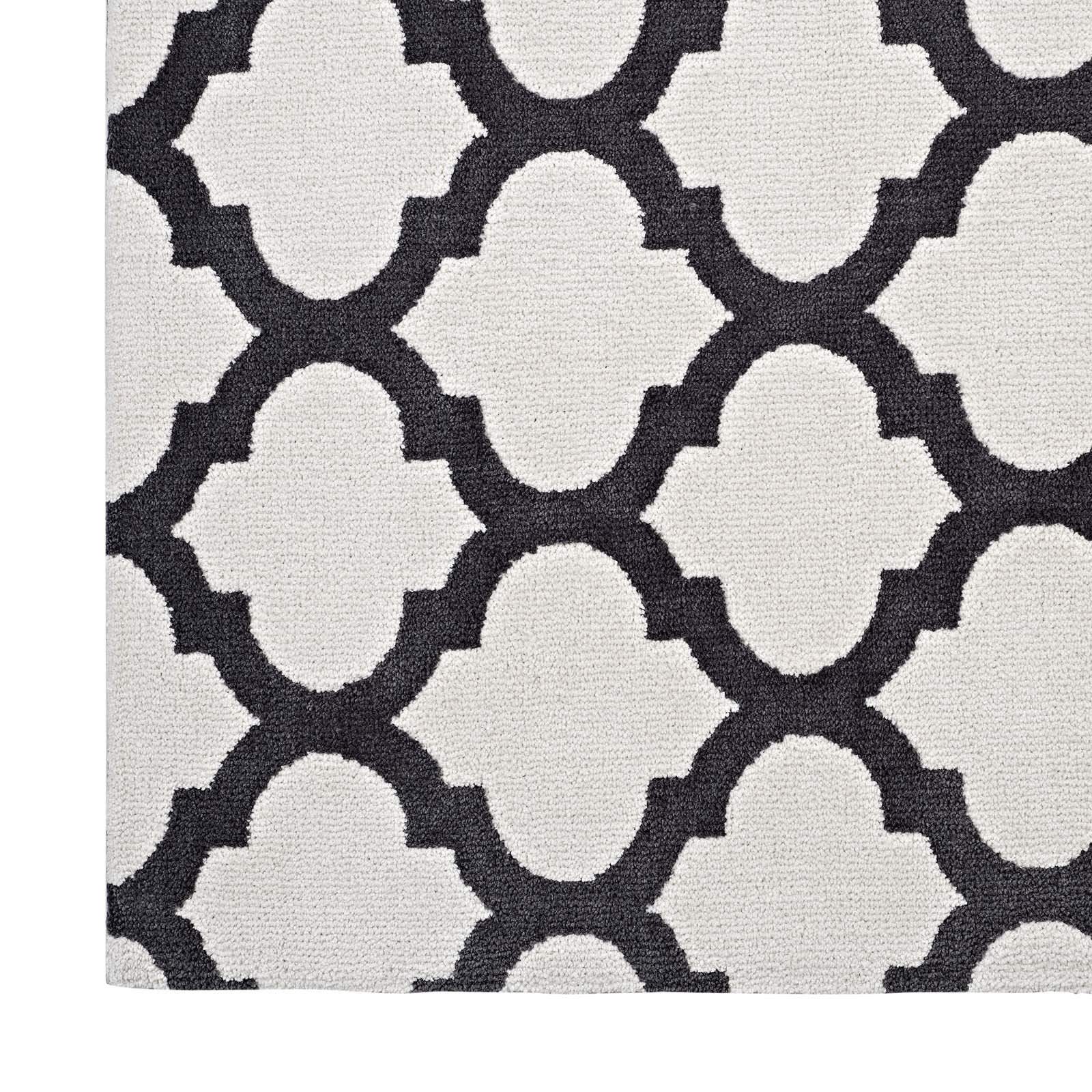Carpet & Rugs | CasaFoyer Lida Moroccan Trellis Area Rug | Quatrefoil Pattern | Soft Microfiber | Durable Jute Bottom | Stain-Resistant | Easy to Clean | 8x10 Ivory/Charcoal | casafoyer.myshopify.com