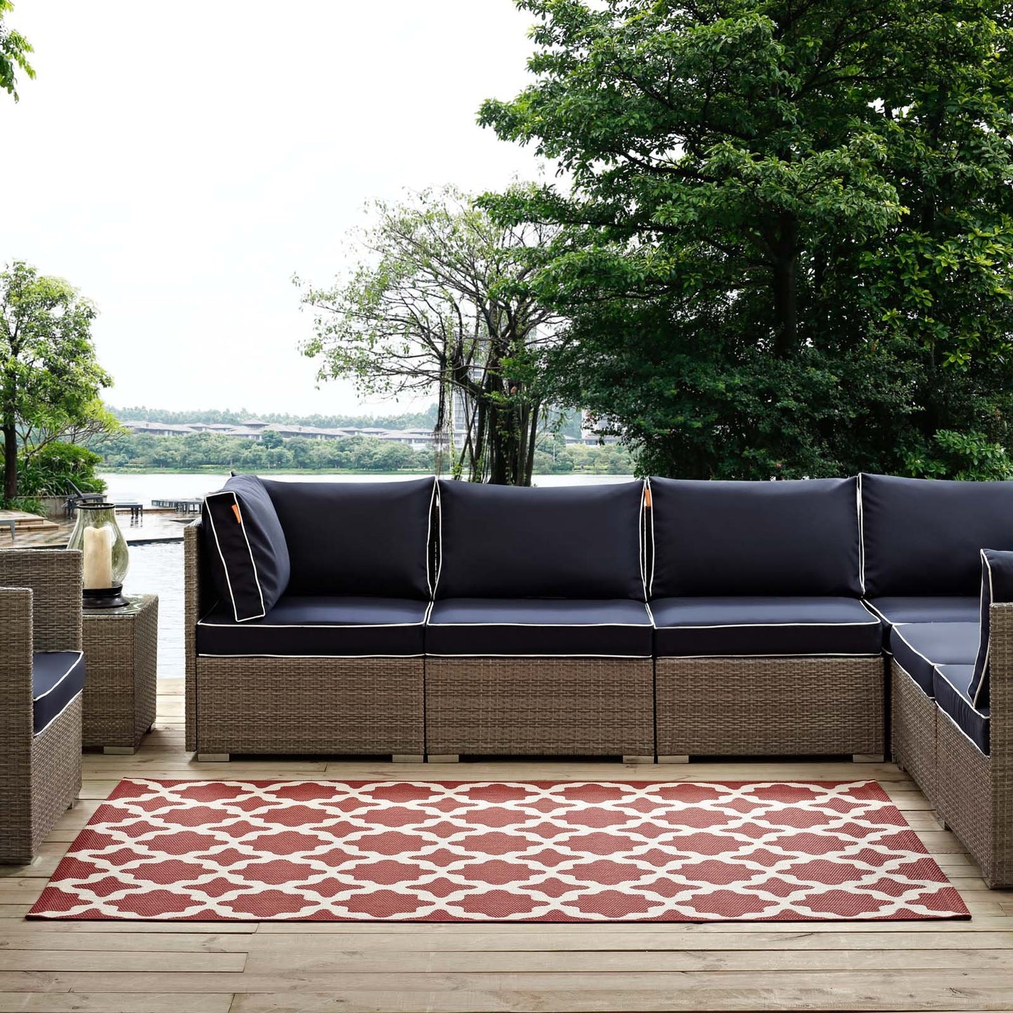 Carpet & Rugs | CasaFoyer Cerelia Moroccan Trellis 8x10 Indoor/Outdoor Area Rug | Durable, Fade & Stain Resistant | Easy Maintenance | Red/Beige | casafoyer.myshopify.com