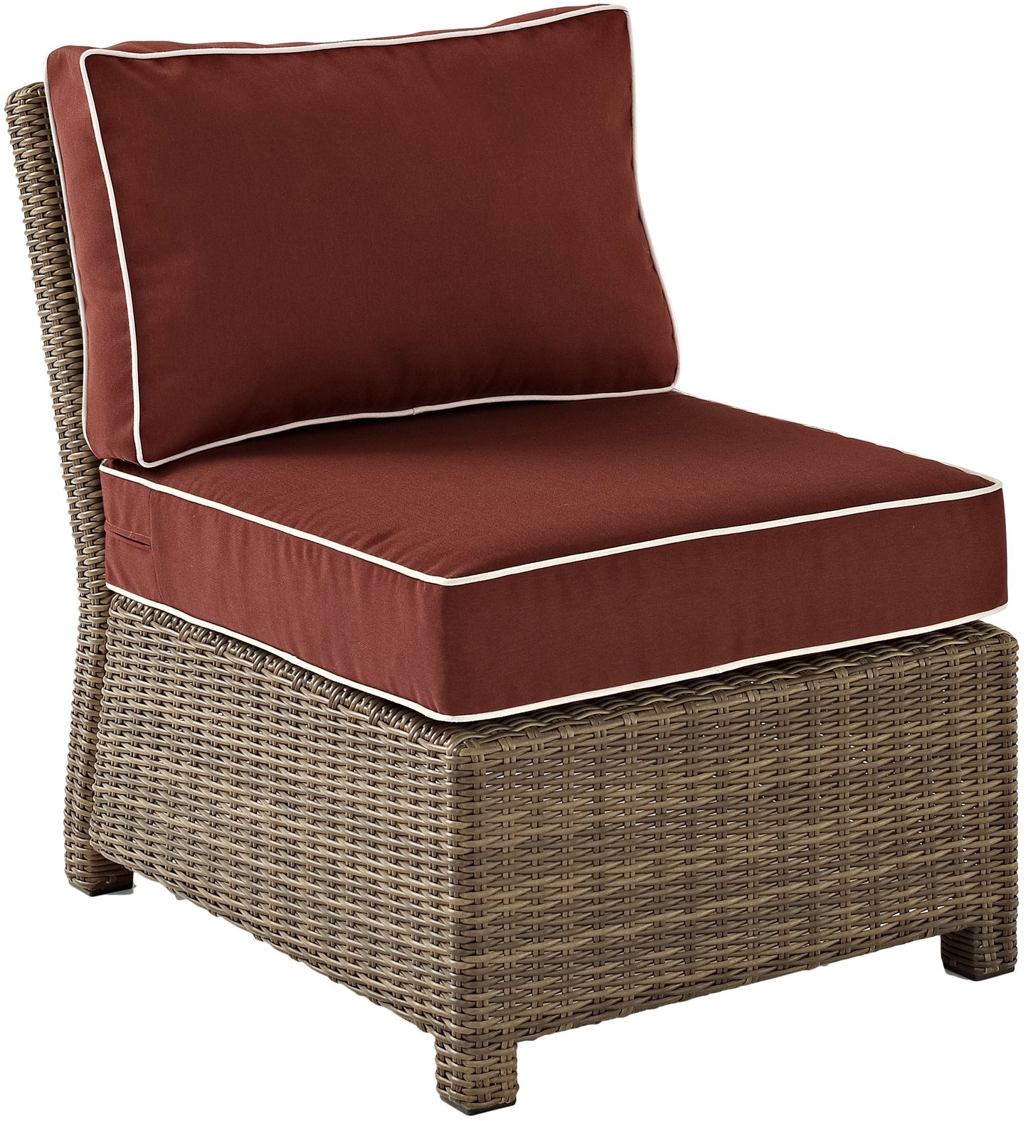 Chair | CasaFoyers Bradenton Collection | Outdoor Wicker Sectional Center Chair | All-Weather, UV/Fade Resistant | Sangria Cushions | casafoyer.myshopify.com