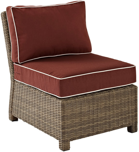 Chair | CasaFoyers Bradenton Collection | Outdoor Wicker Sectional Center Chair | All-Weather, UV/Fade Resistant | Sangria Cushions | casafoyer.myshopify.com