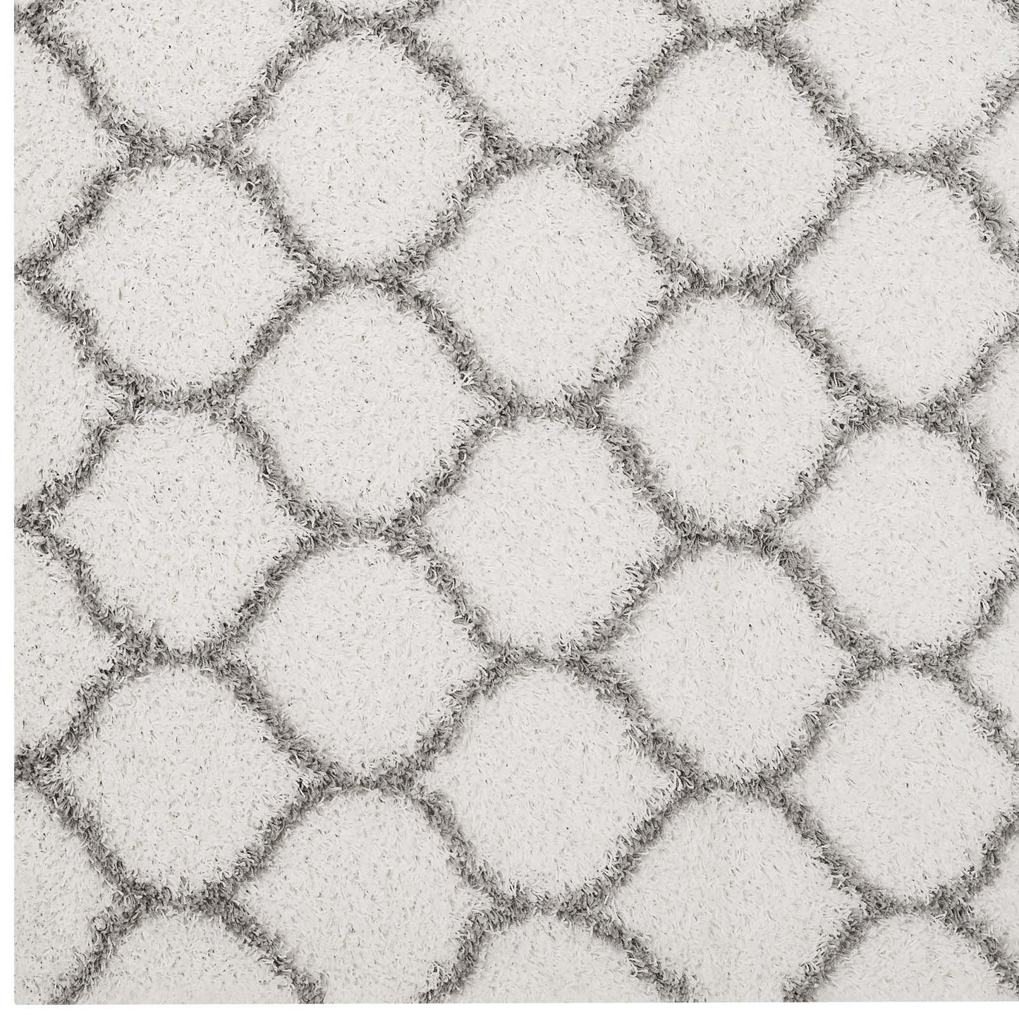 Carpet & Rugs | CasaFoyer Solvea Moroccan Trellis Shag Area Rug | Ivory/Gray | 5x8 ft | Durable Polypropylene | Stylish Lattice Design | High Pile Weave | Easy to Clean | Perfect for Any Room | casafoyer.myshopify.com