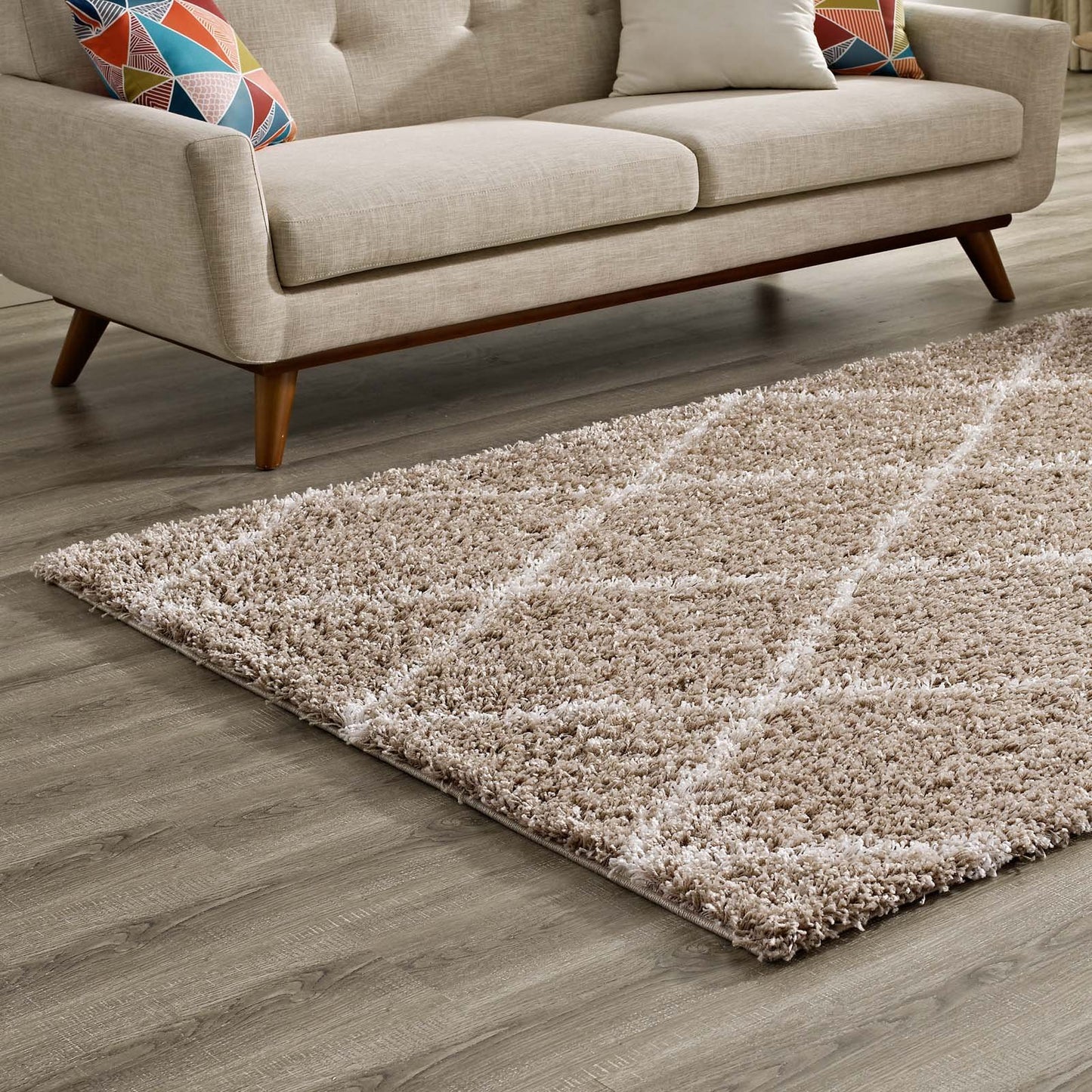 Carpet & Rugs | CasaFoyer Toryn Diamond Trellis Shag Area Rug | Beige/Ivory | 5x8 ft | Durable | Non-Shedding | High Density | Jute Bottom | Perfect for Living Room, Bedroom, Family Room | Easy to Clean & Maintain | casafoyer.myshopify.com