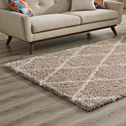 Carpet & Rugs | CasaFoyer Toryn Diamond Trellis Shag Area Rug | Beige/Ivory | 5x8 ft | Durable | Non-Shedding | High Density | Jute Bottom | Perfect for Living Room, Bedroom, Family Room | Easy to Clean & Maintain | casafoyer.myshopify.com