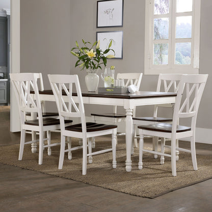 Dining Table | CasaFoyer Shelby 7 Piece Dining Set | Solid Hardwood & Wood Veneers | Seats 6 | Removable Leaf | Easy Assembly | Classic Design | Rubbed Antique Tabletop | White Finish | casafoyer.myshopify.com