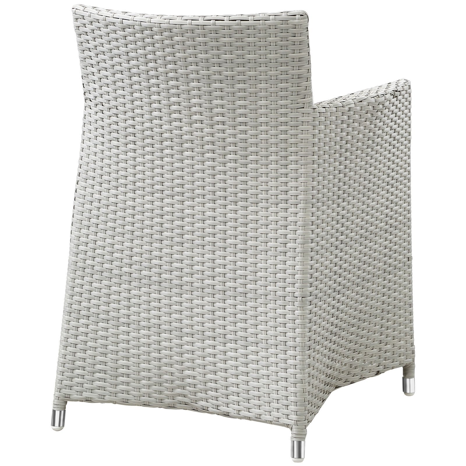 Dining Table | Junction Outdoor Patio Dining Arm Chair Set | Stylish & Comfortable | Synthetic Rattan | Weatherproof | Machine Washable Cushions | Easy Assembly | Gray White | Set of 2 | casafoyer.myshopify.com