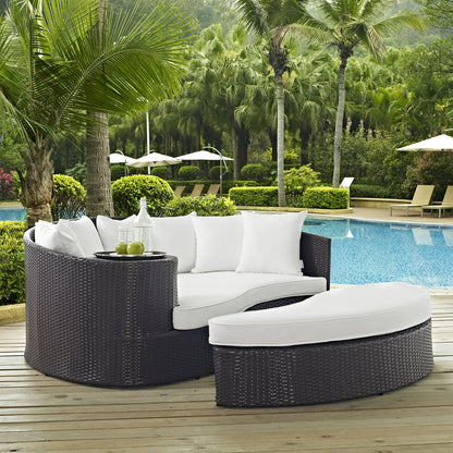 sofas | CasaFoyer Convene Outdoor Sectional | Adjustable Patio Lounge Daybed with Ottoman | All-Weather Cushions | Espresso White | casafoyer.myshopify.com