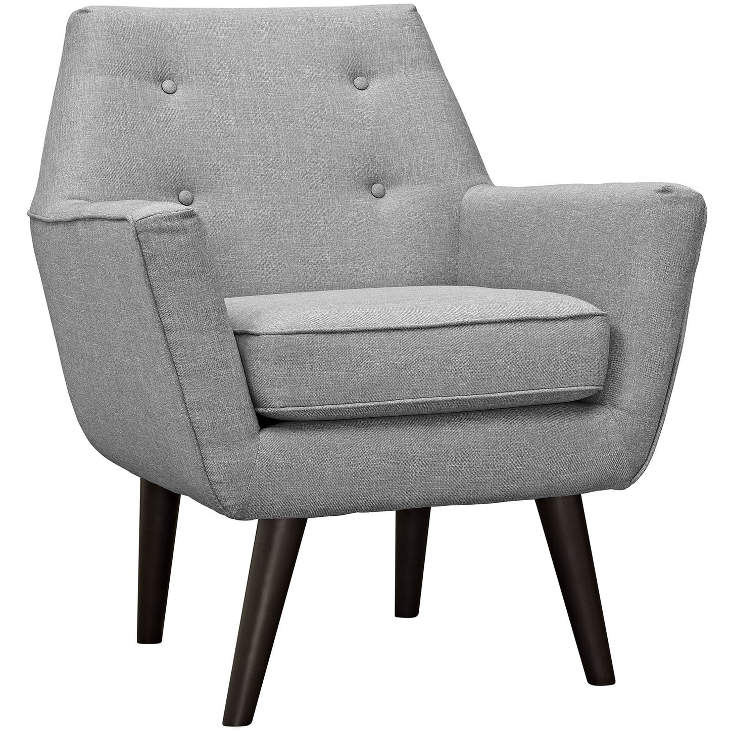 home office desk chairs | CasaFoyer Posit Organic Shape Armchair | Espresso Stained Legs | Polyester Upholstery | Mid-Century Design | Light Gray | casafoyer.myshopify.com