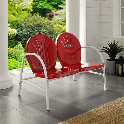 Patio Furniture Sets | Griffith Metal Outdoor Loveseat | Red Finish | Durable Steel | Nostalgic Charm | Weather Resistant | casafoyer.myshopify.com