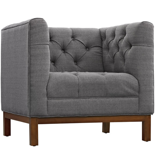 home office desk chairs | CasaFoyer Panache Collection | Elegant Upholstered Armchair | Tufted Buttons | Plush Cushions | Gray | casafoyer.myshopify.com