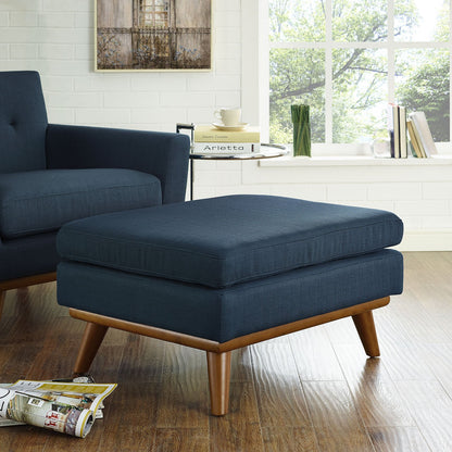 Ottoman | Engage Ottoman | Curved Lines | Luxurious Cushioning | Ultimate Relaxation | Robust Rubberwood Frame | Upholstered Fabric | Azure | casafoyer.myshopify.com