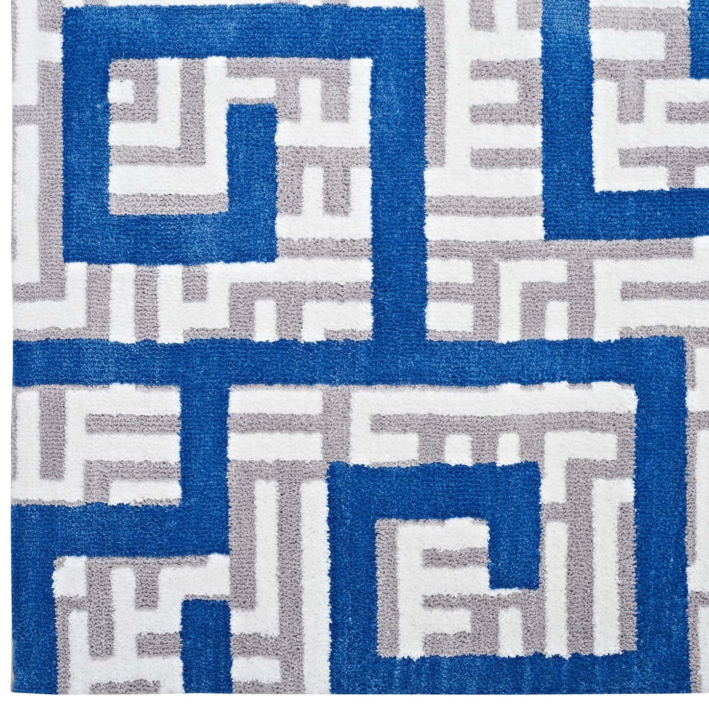 Carpet & Rugs | CasaFoyer Nahia Geometric Maze Area Rug | Modern Design | Soft Polyester Microfiber | Durable Jute Bottom | Stain-Resistant | Non-Shedding | Easy to Maintain | 8x10 | Ivory/Light Gray/Blue | casafoyer.myshopify.com