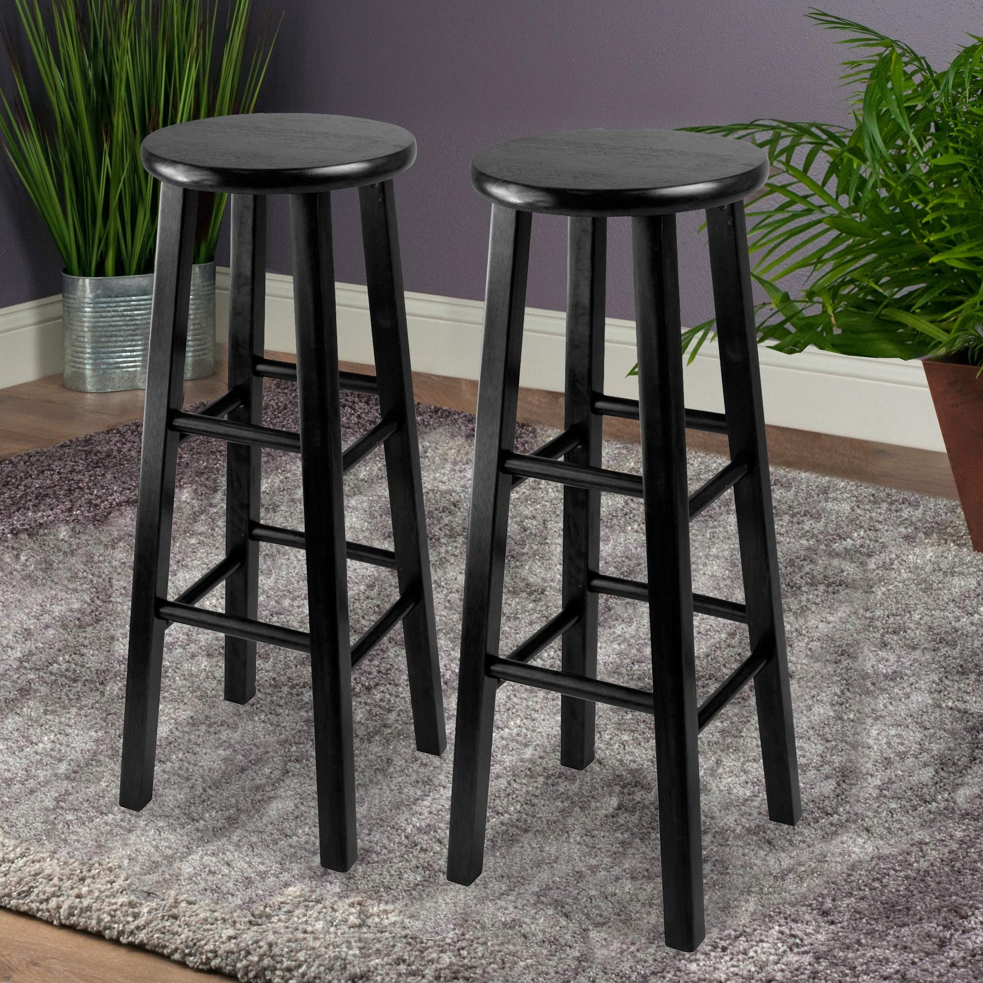 barstools | CasaFoyer  Wood Pacey Stools | Timeless Design | Solid Wood | Black Finish | 29.1 Height | 13.6 Width | 13.6 Depth | Pre-Assembled | 220 lbs Capacity | casafoyer.myshopify.com