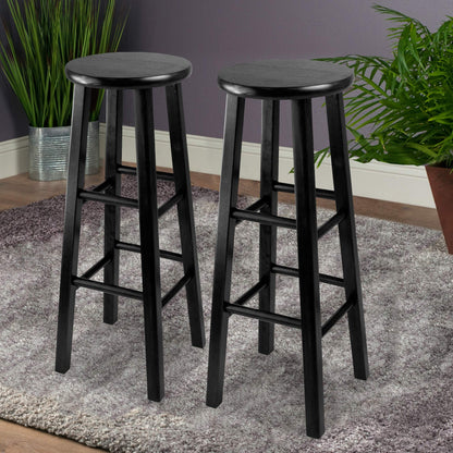 barstools | CasaFoyer  Wood Pacey Stools | Timeless Design | Solid Wood | Black Finish | 29.1 Height | 13.6 Width | 13.6 Depth | Pre-Assembled | 220 lbs Capacity | casafoyer.myshopify.com