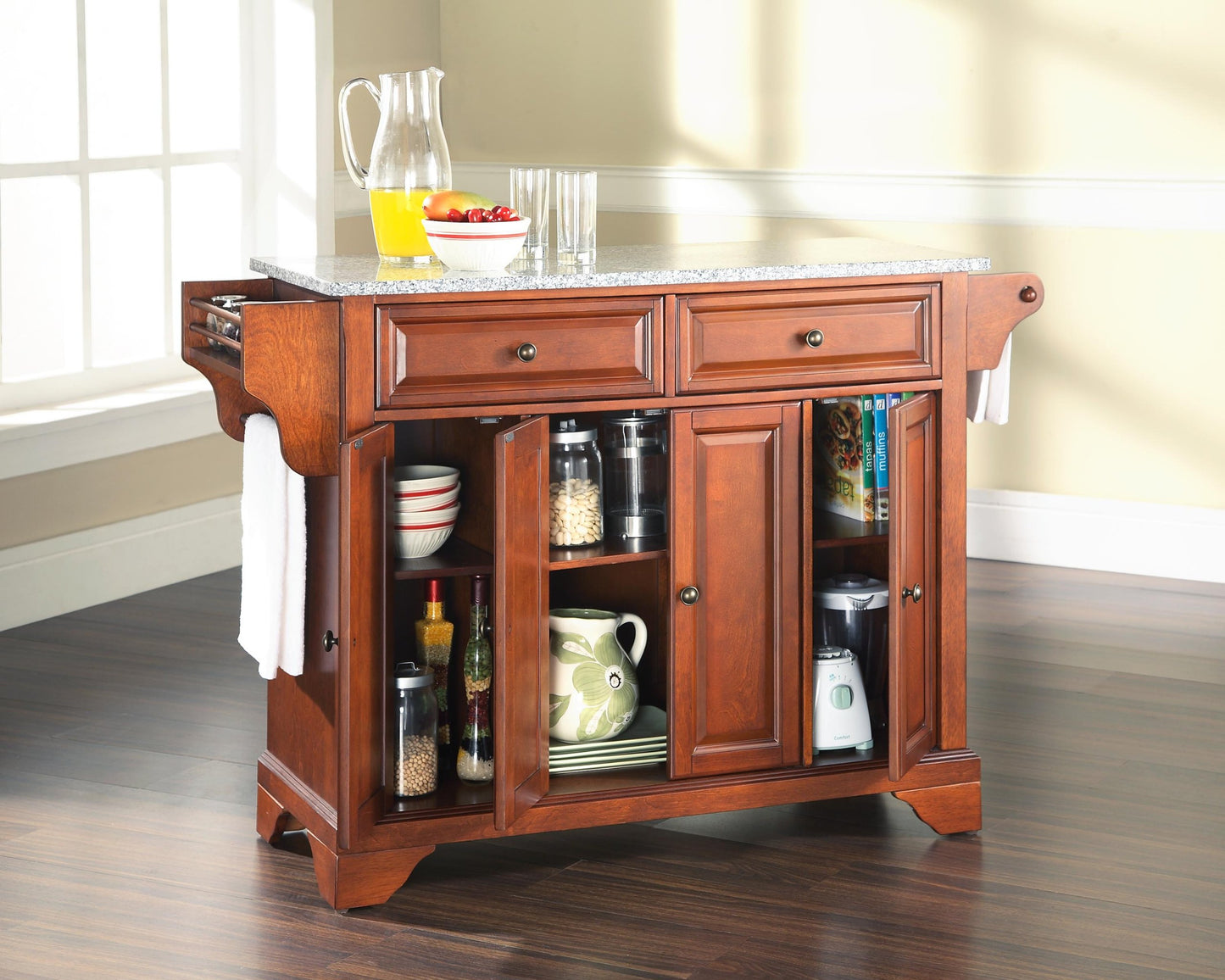 Kitchen Storage | Solid Hardwood Kitchen Island | Raised Panel Doors | Ample Storage | Elegant & Functional | Classic Cherry Finish | casafoyer.myshopify.com