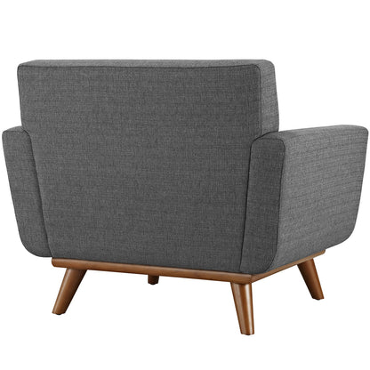 Chair | Engage Plush Armchair | Tufted Buttons | Lounging, Relaxing, Conversations | Cherry Wood Legs | Gray Fabric | casafoyer.myshopify.com