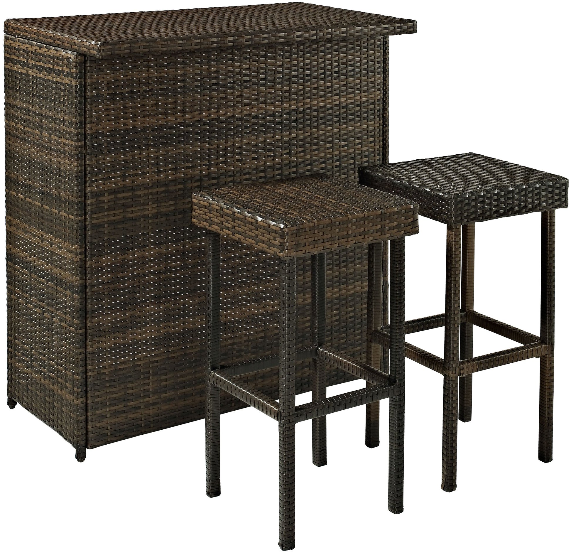 Patio Furniture Sets | Elegant Outdoor Resin Wicker Bar Set | Sleek Design | Ample Storage | Durable Steel Frames | Weather Resistant | Bar & Two Stools | casafoyer.myshopify.com