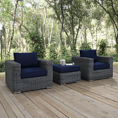 kitchen and dining room sets | CasaFoyer Summon Outdoor Patio Sectional Sofa Set | Two-Tone Rattan | Sunbrella Cushions | UV Protection | Aluminum Frame | Includes Ottoman & Armchairs | casafoyer.myshopify.com