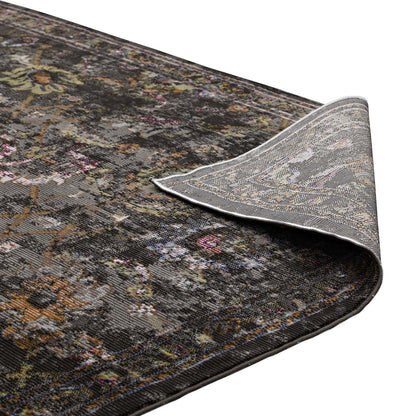 area rugs | CasaFoyer Minu Distressed Floral Lattice Area Rug | Durable Polypropylene | Stain-Resistant | Non-Shedding | 5x8 Size | Black, Yellow, Orange | casafoyer.myshopify.com